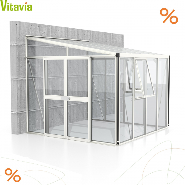 AKTION Vitavia Anlehngewächshaus Athena 7000 ESG/HKP BxT 271x266cm 7m² Alu Weiss