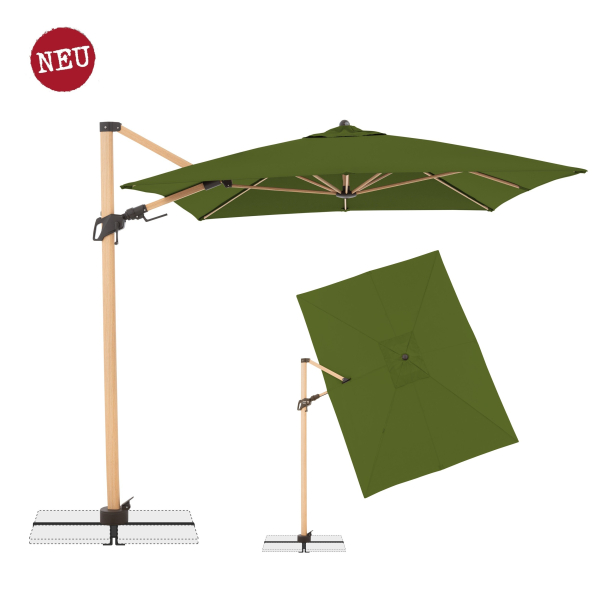 Doppler Pendelschirm ALU WOOD AX Ultra 220x300cm Kiwi Grün + Ständer