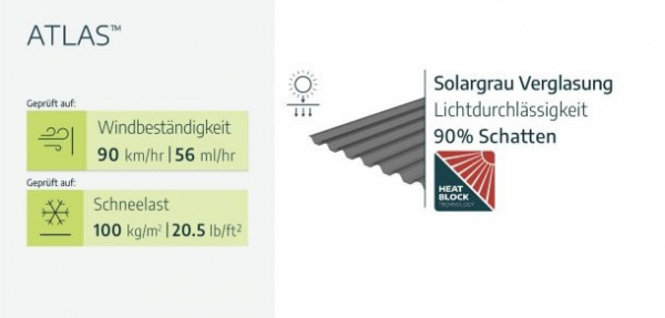 Palram-Canopia Carport ATLAS 5000 (288x495cm) Alu grau Polycarbonat grau