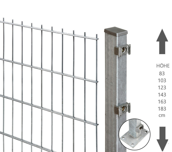Elmar Jung Doppelstabmattenzaun Excellent verzinkt Pfosten 40/60 mit Bodenplatte