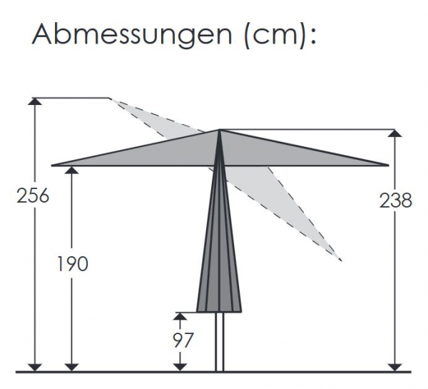 Schneider Alu Kurbelschirm Blacklight 270cm Knicker LED Stock 38mm PES anthrazit