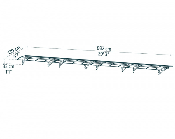 Palram-Canopia Tür Vordach BORDEAUX 8920 (892x139cm) Alu weiß - 6mm HKP