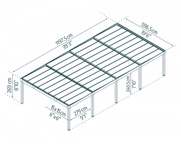 NEUHEIT Palram-Canopia Moderner Alu Doppel Carport OSLO 20x40 6x12m Polycarbonat