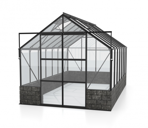 Vitavia Gewächshaus Cassandra 11500 BxT 257x448cm ESG Alu schwarz Sockel Basalt