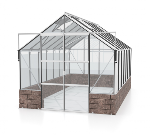 Vitavia Gewächshaus Cassandra 11500 BxT 257x448cm ESG Alu eloxiert Sockel Herbstlaub