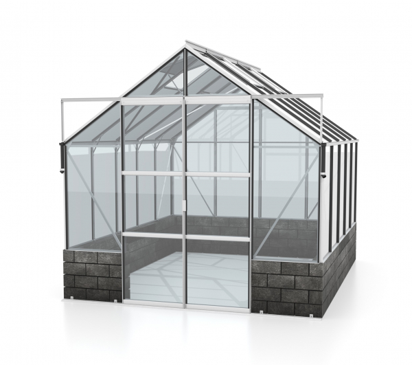 Vitavia Gewächshaus Cassandra 8300 BxT 257x323cm ESG Alu eloxiert Sockel Basalt