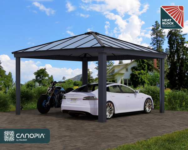 Palram-Canopia Carport COLORADO 4.3x4.3 (422x422cm) Alu grau 6mm Polycarbonat grau