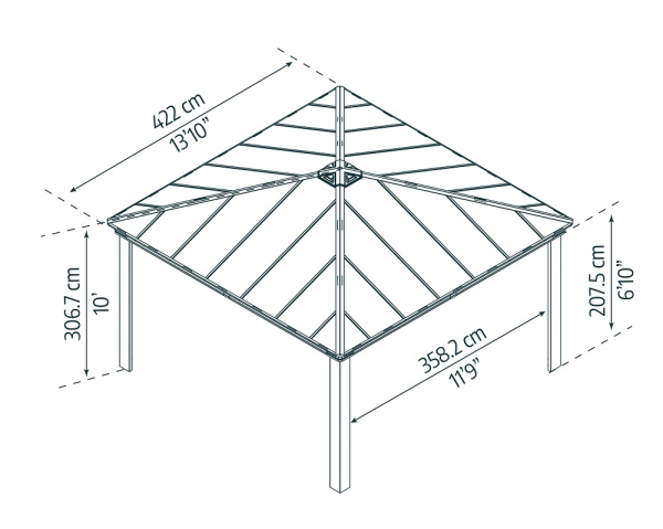 Palram-Canopia Carport COLORADO 4.3x4.3 (422x422cm) Alu grau 6mm Polycarbonat grau