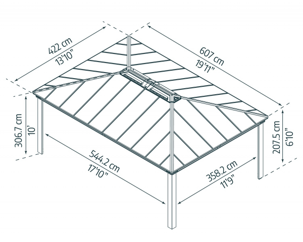 Palram-Canopia Carport COLORADO 4.3x6 (422x607cm) Alu grau 6mm Polycarbonat grau