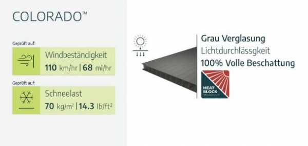 Palram-Canopia Carport COLORADO 4.3x4.8 (422x483cm) Alu grau 6mm Polycarbonat grau