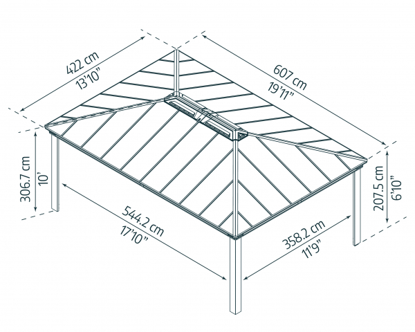 Palram-Canopia Aluminium Pavillon Dallas 4.3x6.1 14x20 (422x607cm) 6mm HKP