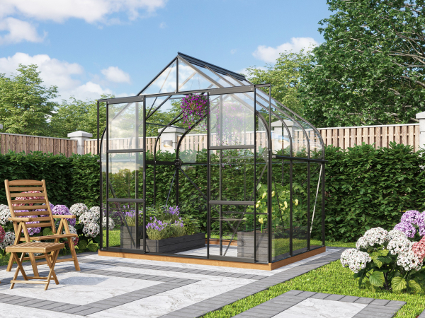 Vitavia Gewächshaus Diana 5000 3mm ESG Glas BxTxH 264x195x255cm 5m² Alu schwarz