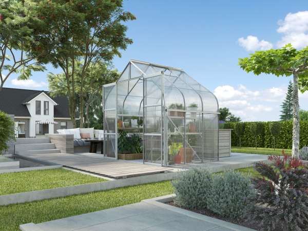 SET Vitavia Gewächshaus Diana 5000 4mm HKP 264x195cm eloxiert + Fundamentsrahmen