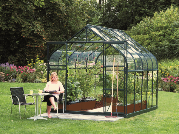 SET Vitavia Gewächshaus Diana 8300 ESG BxT 264x321cm smaragd + Fundamentsrahmen