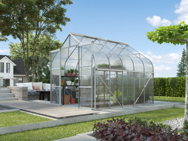 SET Vitavia Gewächshaus Diana 8300 4mm HKP 264x321cm eloxiert + Fundamentsrahmen