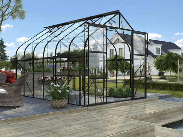 Vitavia Gewächshaus Diana 9900 ESG Glas BxTxH 264x383x255cm 9,9m² Alu schwarz