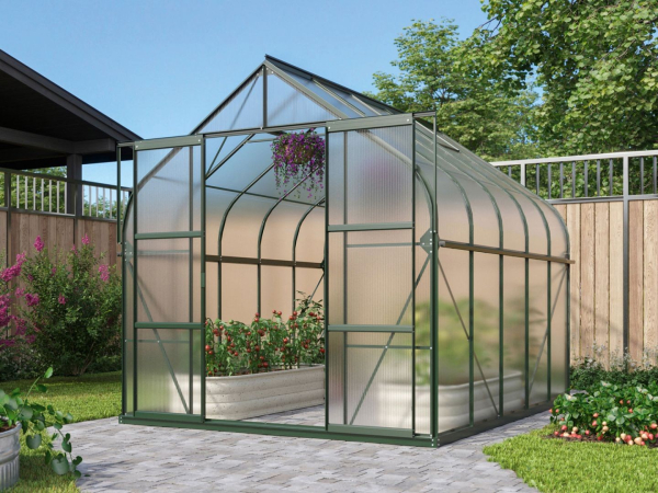 SET Vitavia Gewächshaus Diana 8300 4mm HKP 264x321cm smaragd + Fundamentsrahmen