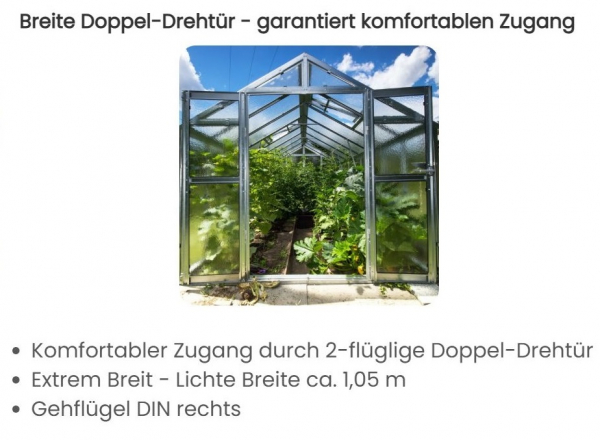 Vario Stahl Gewächshaus Landhaus 3 Nörpelglas 4mm BxL:303x303cm 9m² Anthrazit