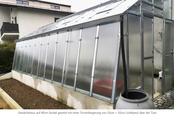Vario Stabiles Stahl Anlehngewächshaus EMIL Nörpelglas Breite: 275cm Längen: 300-450-600-750cm