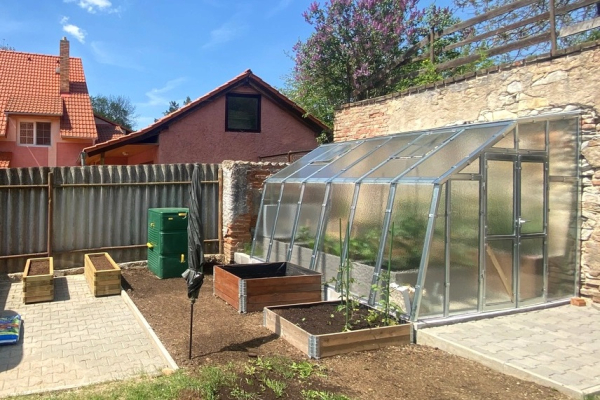 Vario Stabiles Stahl Anlehngewächshaus EMIL Nörpelglas Breite: 275cm Längen: 300-450-600-750cm