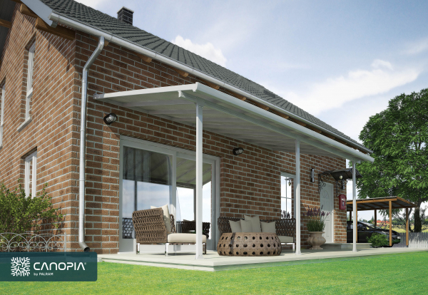 Palram-Canopia Terrassenüberdachung Feria 3x5 weiß TxB 295x546cm 8mm HKP