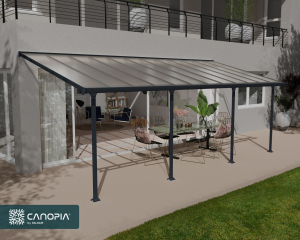 Palram-Canopia Terrassenüberdachung Feria 3x7 anthrazit TxB 295x730cm 8mm HKP
