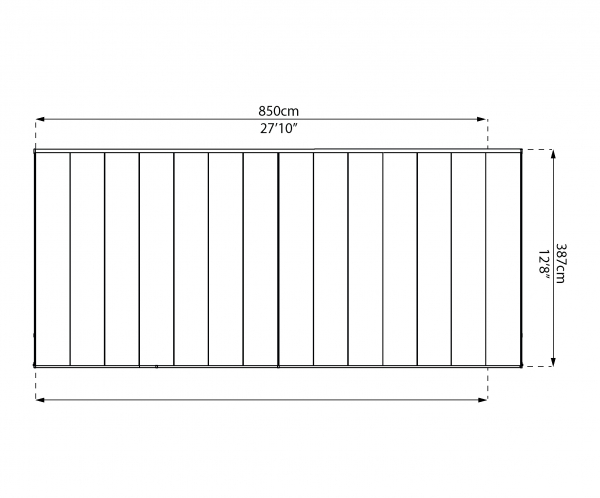 Palram-Canopia Terrassenüberdachung Feria 4x8 weiß TxB 386x850cm 8mm HKP