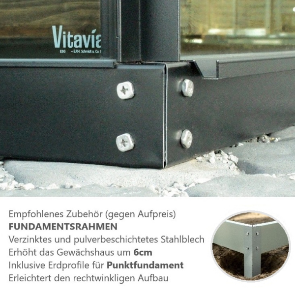 AKTION Vitavia Gewächshaus Jupiter 8300 257x321 ESG Glas Alu schwarz + 2 Dachlüfter gratis