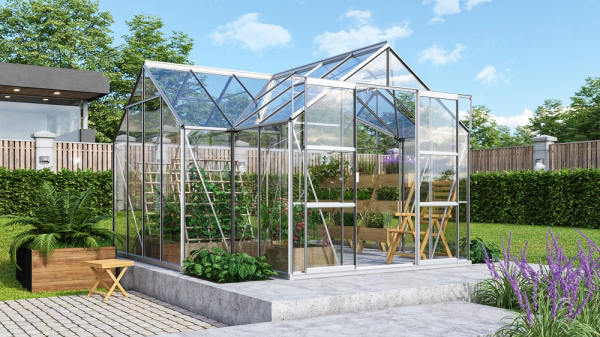 Vitavia Gewächshaus Sirius 383x383cm 13m² ESG Glas inkl.Fundament Alu eloxiert