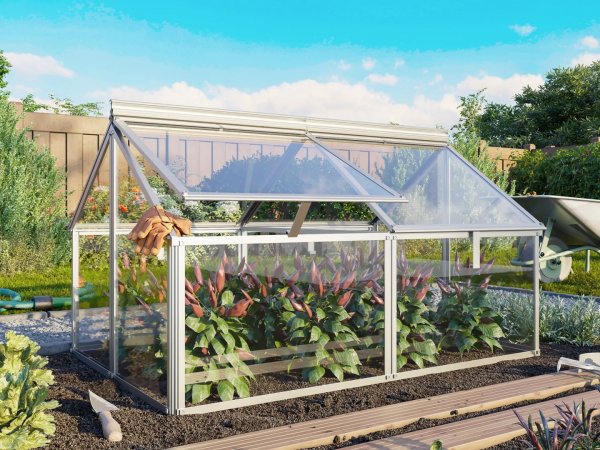 Vitavia Frühbeet Gaia Jumbo 3mm ESG Glas BxTxH 83x120x72/38cm Alu eloxiert