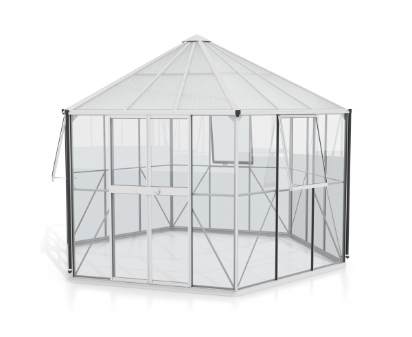 Vitavia Gewächshaus Pavillon Hera 9000 ESG/HKP 3/6mm 383x329cm 9m² Alu eloxiert