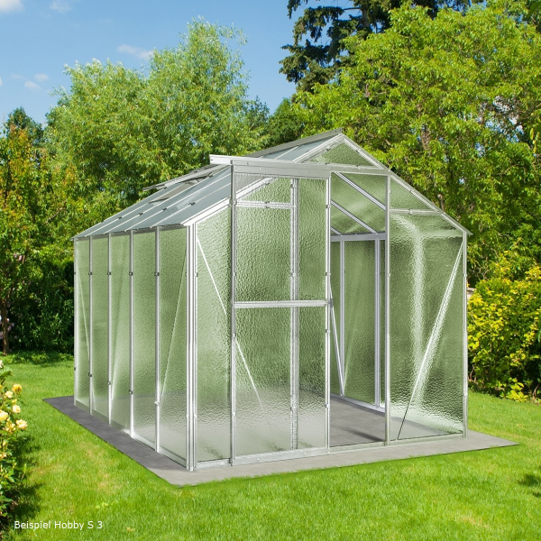 Vario Stahl Gewächshaus Hobby S 7 Nörpelglas 4mm BxL 197x650cm 12,8m² verzinkt