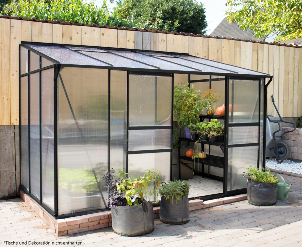 Vitavia Anlehngewächshaus Ida 6500 BxT 324x201cm 6,5m² 4mm HKP Alu schwarz