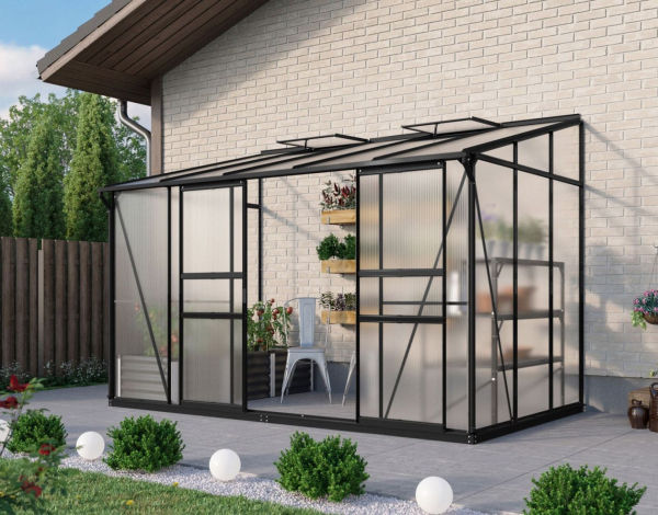 Vitavia Anlehngewächshaus Ida 6500 BxT 324x201cm 6,5m² 6mm HKP Alu schwarz