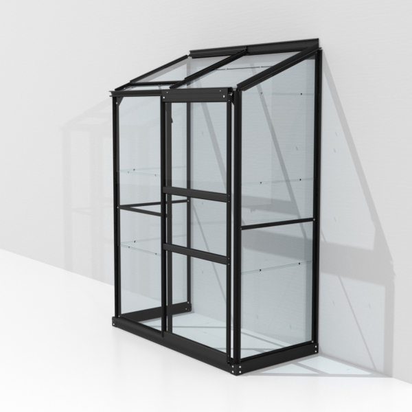 SPARSET Vitavia Anlehngewächshaus Ida 900 BxT 131x69 ESG Glas schwarz + Fundament