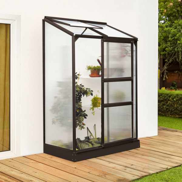 SPARSET Vitavia Anlehngewächshaus Ida 900 131x69 4mm HKP schwarz + Fundament