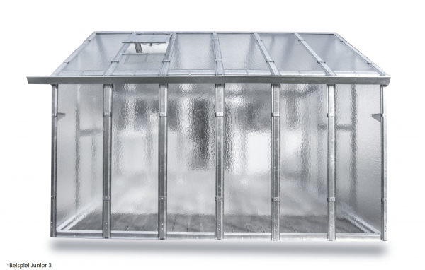 Vario Stahl Gewächshaus Kärnten 5 Nörpelglas 4mm BxT 276x505cm 13,9m² verzinkt