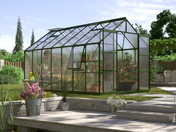AKTION Vitavia Gewächshaus Jupiter 11500 257x445 HKP 6mm Alu smaragd + 2 Dachlüfter