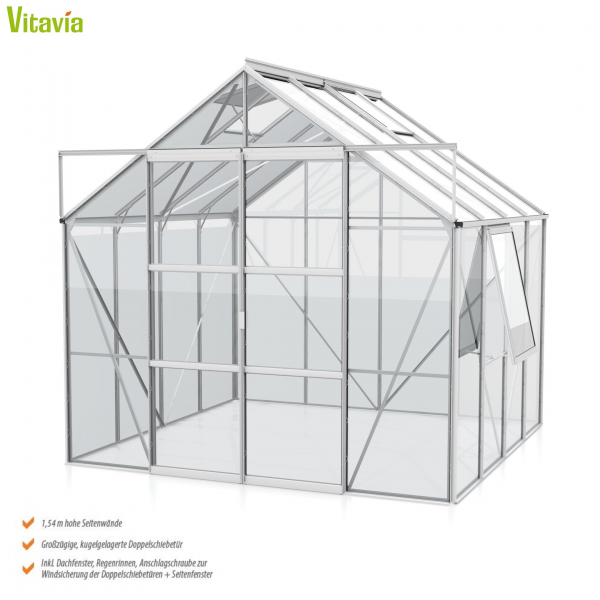 Vitavia Gewächshaus Jupiter 6700 BxTxH 257x258x248cm ESG Glas 6,7m² Alu eloxiert