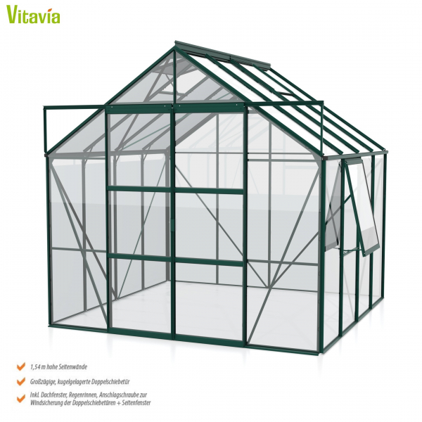 Vitavia Gewächshaus Jupiter 6700 BxTxH 257x258x248cm ESG Glas Alu smaragd