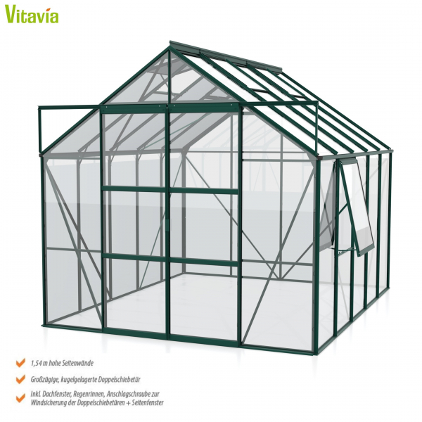 Vitavia Gewächshaus Jupiter 8300 BxTxH 257x321x248cm ESG Glas Alu smaragd