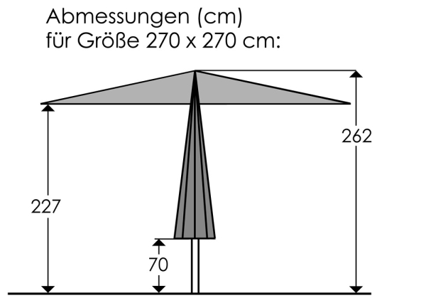 Schneider Alu/Stahl Kurbelschirm Korsika 270x270cm Stock 48mm Weboptik silbergrau
