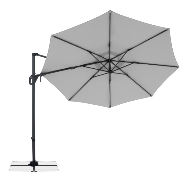 Doppler Multifunktionaler Pendelschirm LIFE 310cm Side Hellgrau inkl.Ständer