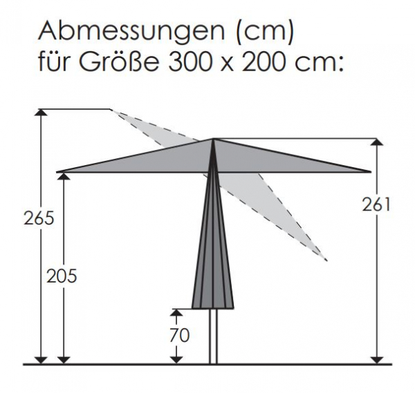 Schneider Sonnenschirm Malaga 300x200cm Seilzug Knicker Stock 48mm natur