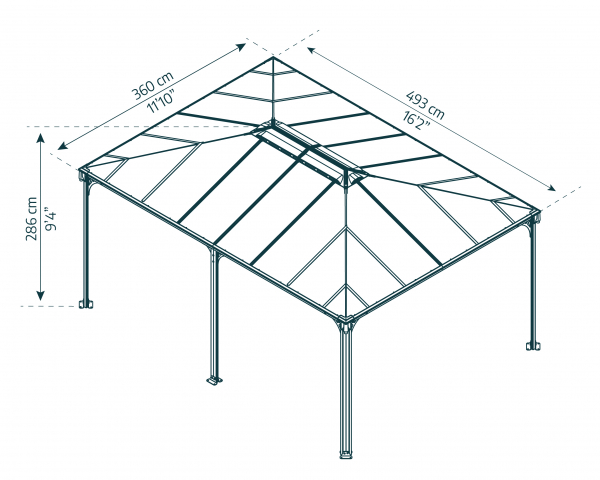 Palram-Canopia Alu Pavillon Martinique 5000 493x359cm 6mm Polycarbonat grau