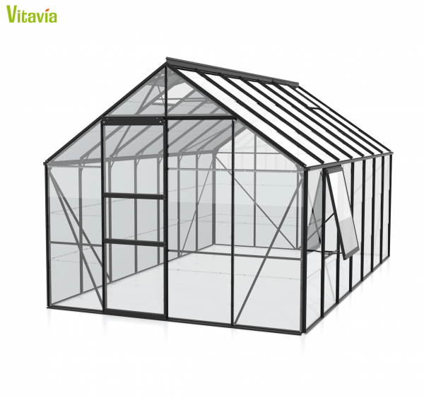 Vitavia Gewächshaus Meridian 1 11500 BxTxH 257x445x232cm ESG Glas 11,5m² schwarz