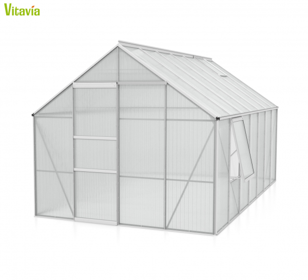 AKTION Vitavia Gewächshaus Meridian 1 11500 257x445 4mm HKP Alu eloxiert + 2 Dachlüfter