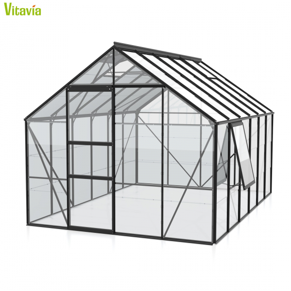 Vitavia Gewächshaus Meridian 1 9900 BxTxH 257x383x232cm ESG Glas 9,9m² schwarz