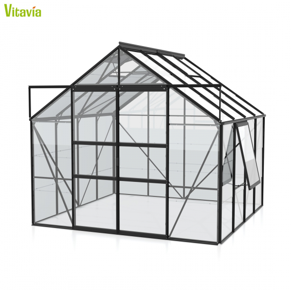 Vitavia Gewächshaus Meridian 2 6700 BxTxH 257x258x232cm ESG Glas Alu schwarz