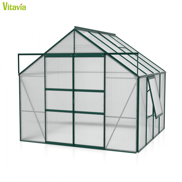 AKTION Vitavia Gewächshaus Meridian 2 6700 257x258 6mm HKP Alu smaragd + 2 Dachlüfter
